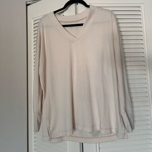 LOFT Cream V-Neck Long Sleeve Top